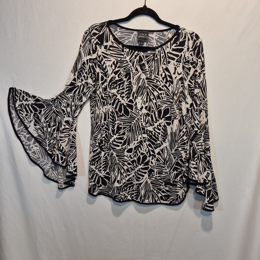 Coco Blanco Womens Bell Sleeve Top Med Whimsigoth Artsy Resortwear Vacation Core
